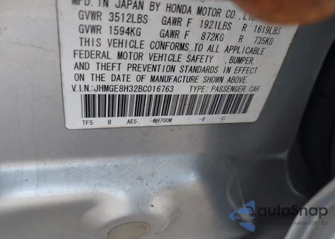 2011 Honda Fit z USA, uszkodzony, nr VIN JHMGE8H32BC016763